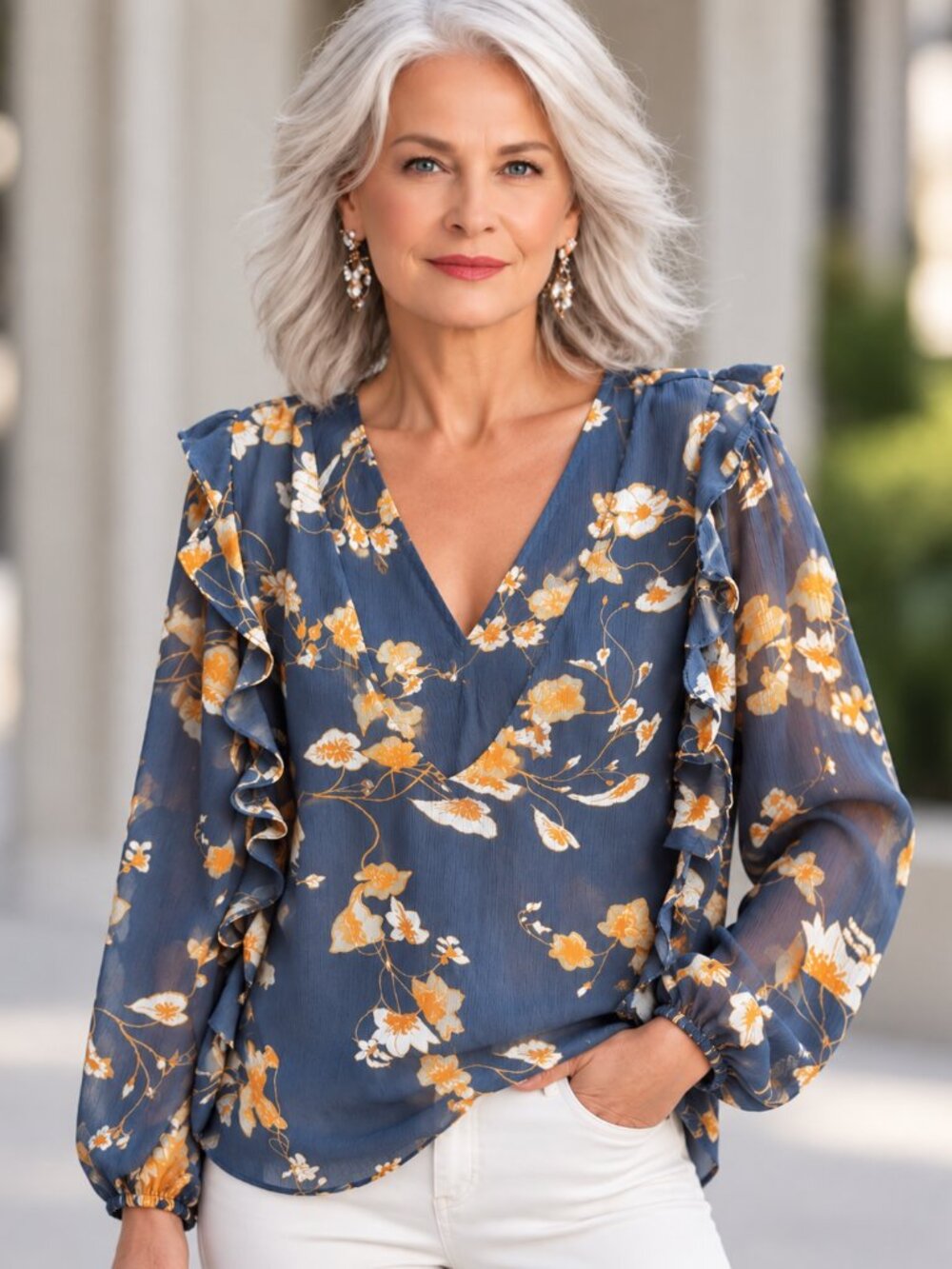 Gentle Fawn ruffled sheer blouse